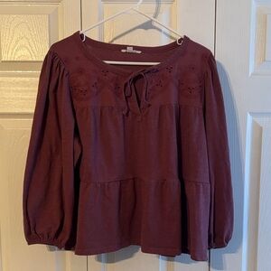 Lucky Brand Peasant Top with Tie Neck